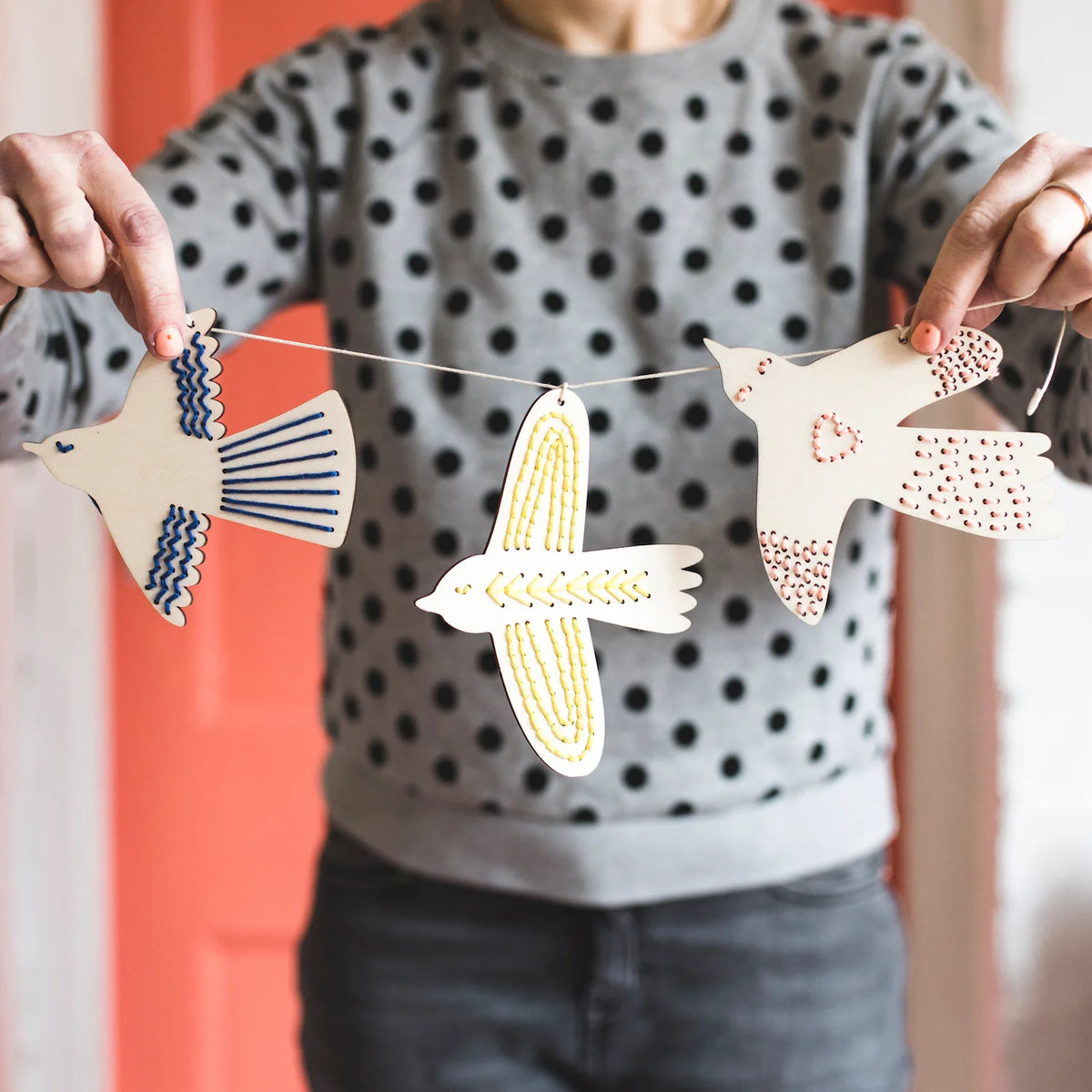 Wooden Bird Garland Embroidery Kit