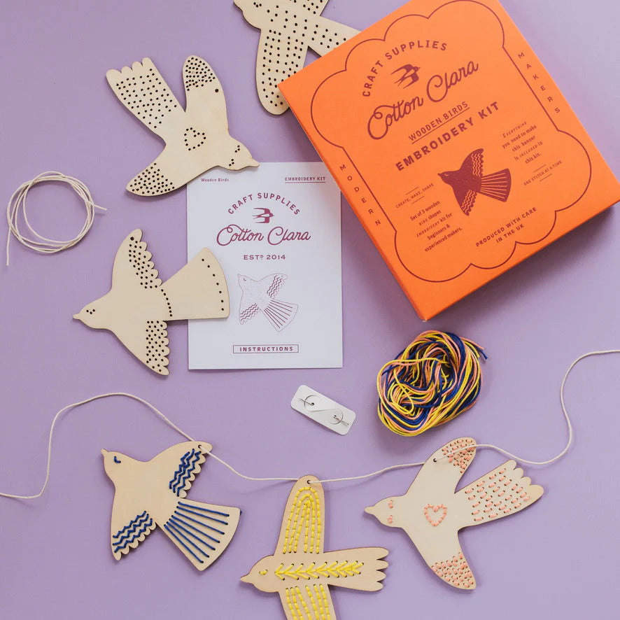 Wooden Bird Garland Embroidery Kit