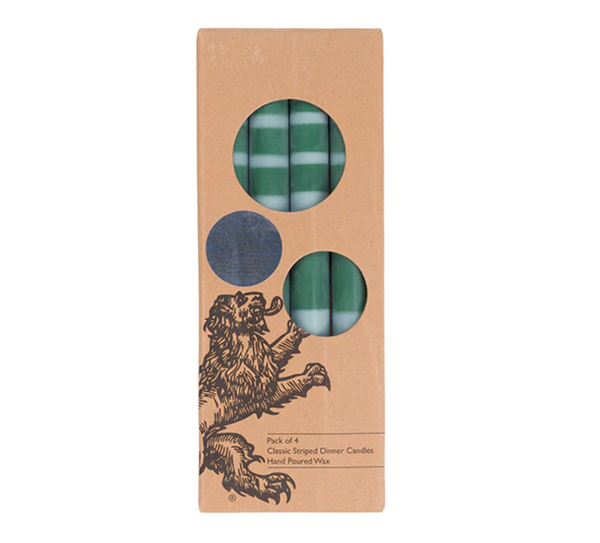 Eco Striped Candles - Guardsman Red, Bokhara, & Moonstone