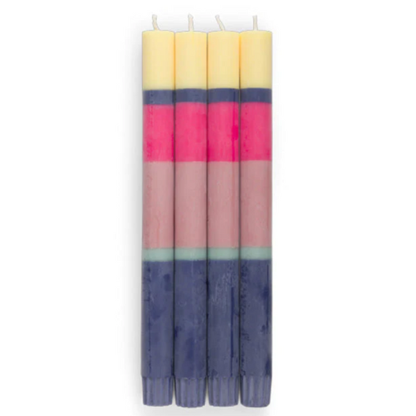 Eco Striped Candle - Opaline, Neyron, Rose & Midnight