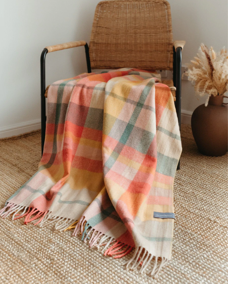 Recycled Wool Blanket in Wildflower Patchwork Check