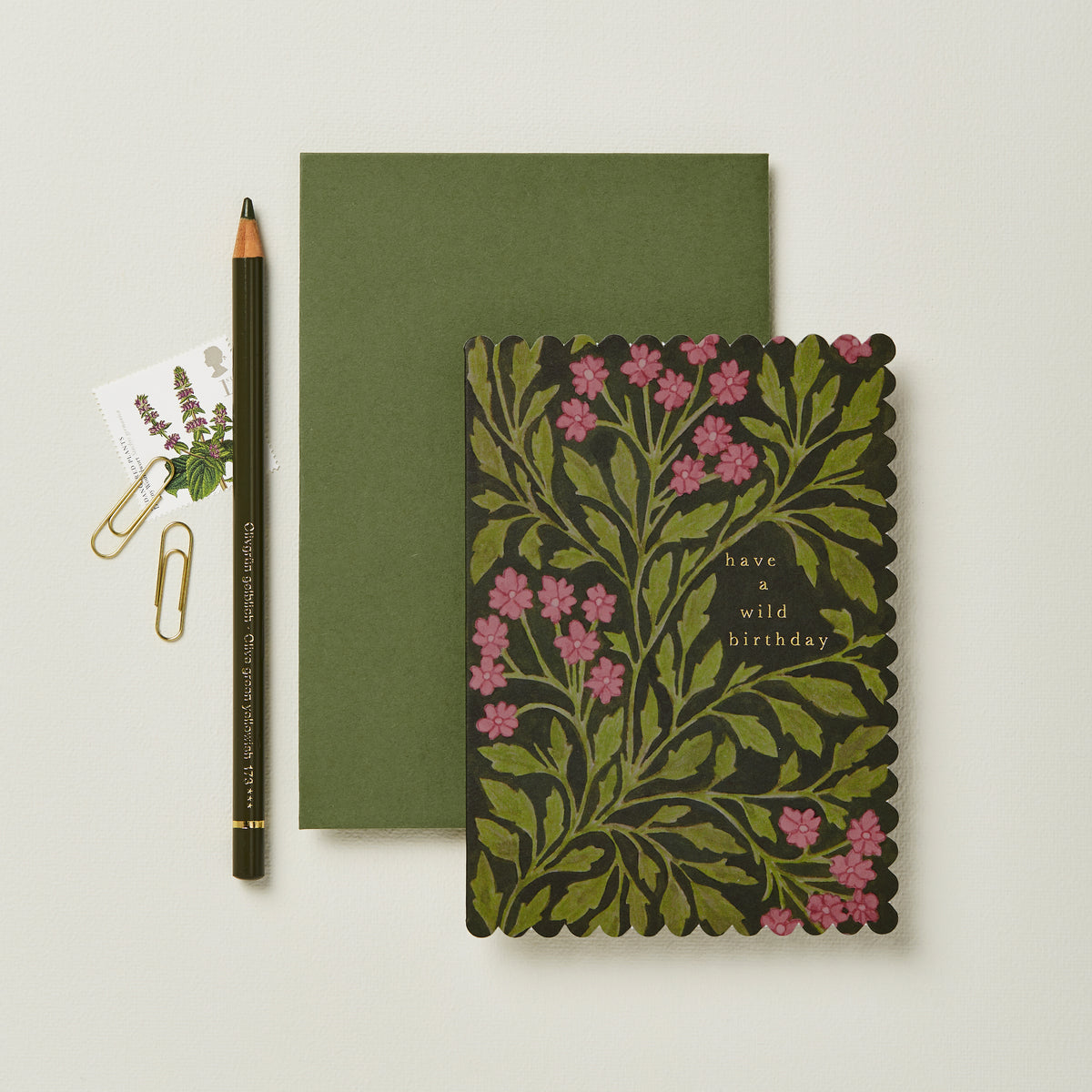 Green Flora Wild Birthday Card