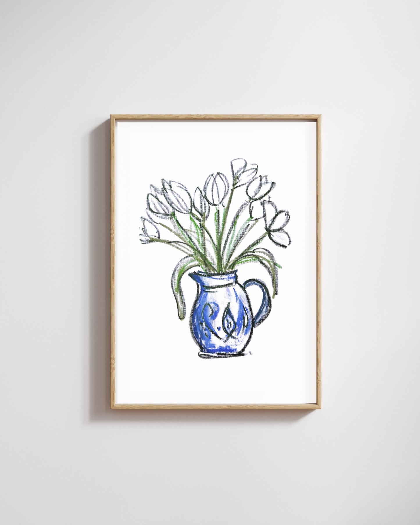 'Tulips in a Blue Jug' - Print