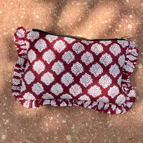 Burgundy Ruffle Pouch