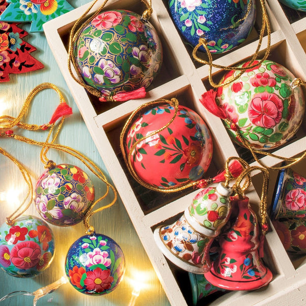 Hand Painted Mini Papier Mache Bauble - various