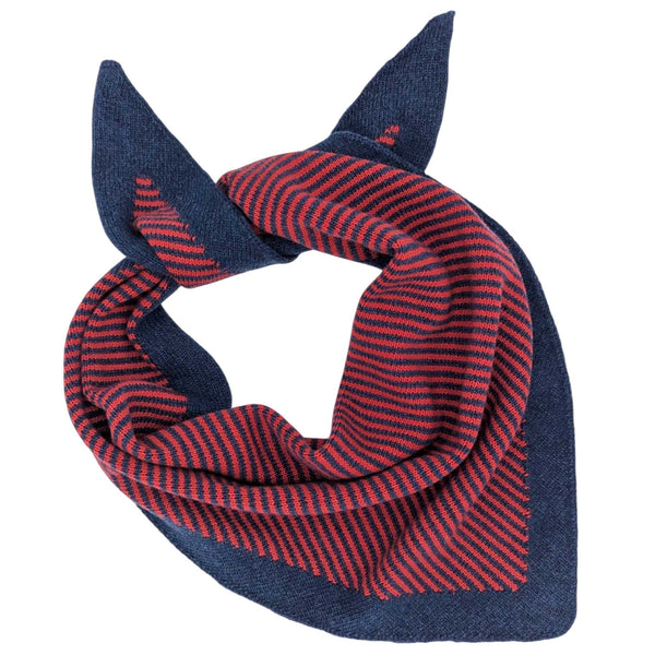 Lambswool Triangle Scarf - Red & Navy