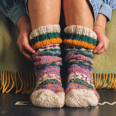 Spruce & Saffron Hand Knitted Fairisle Socks