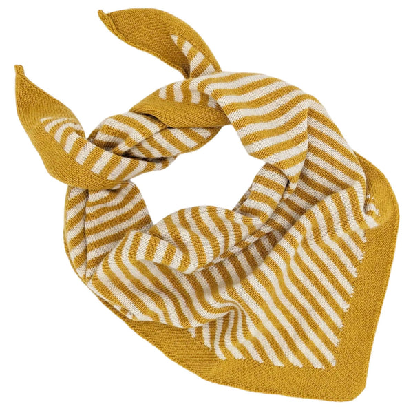 Lambswool Triangle Scarf - Yellow & Oatmeal