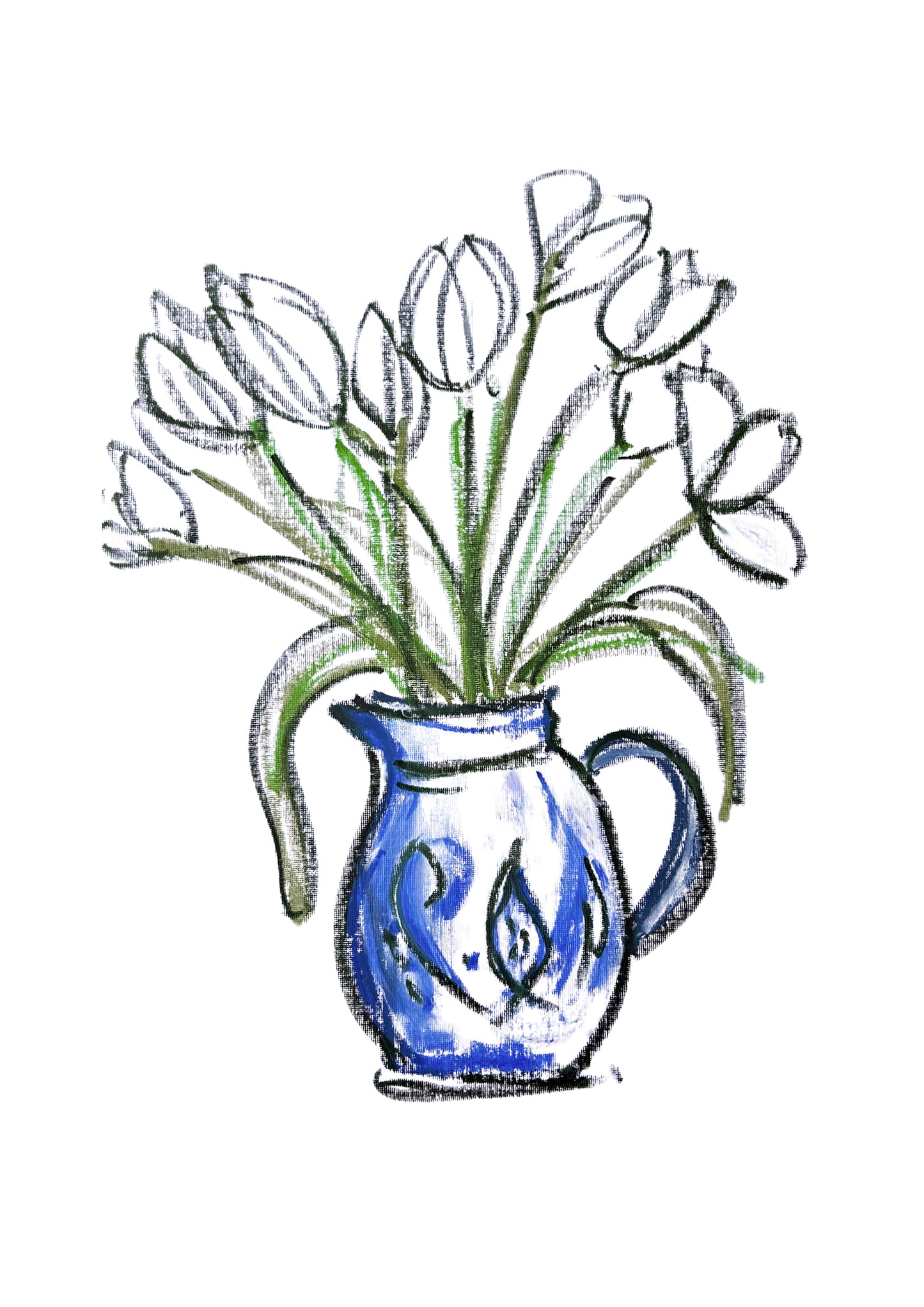 'Tulips in a Blue Jug' - Print