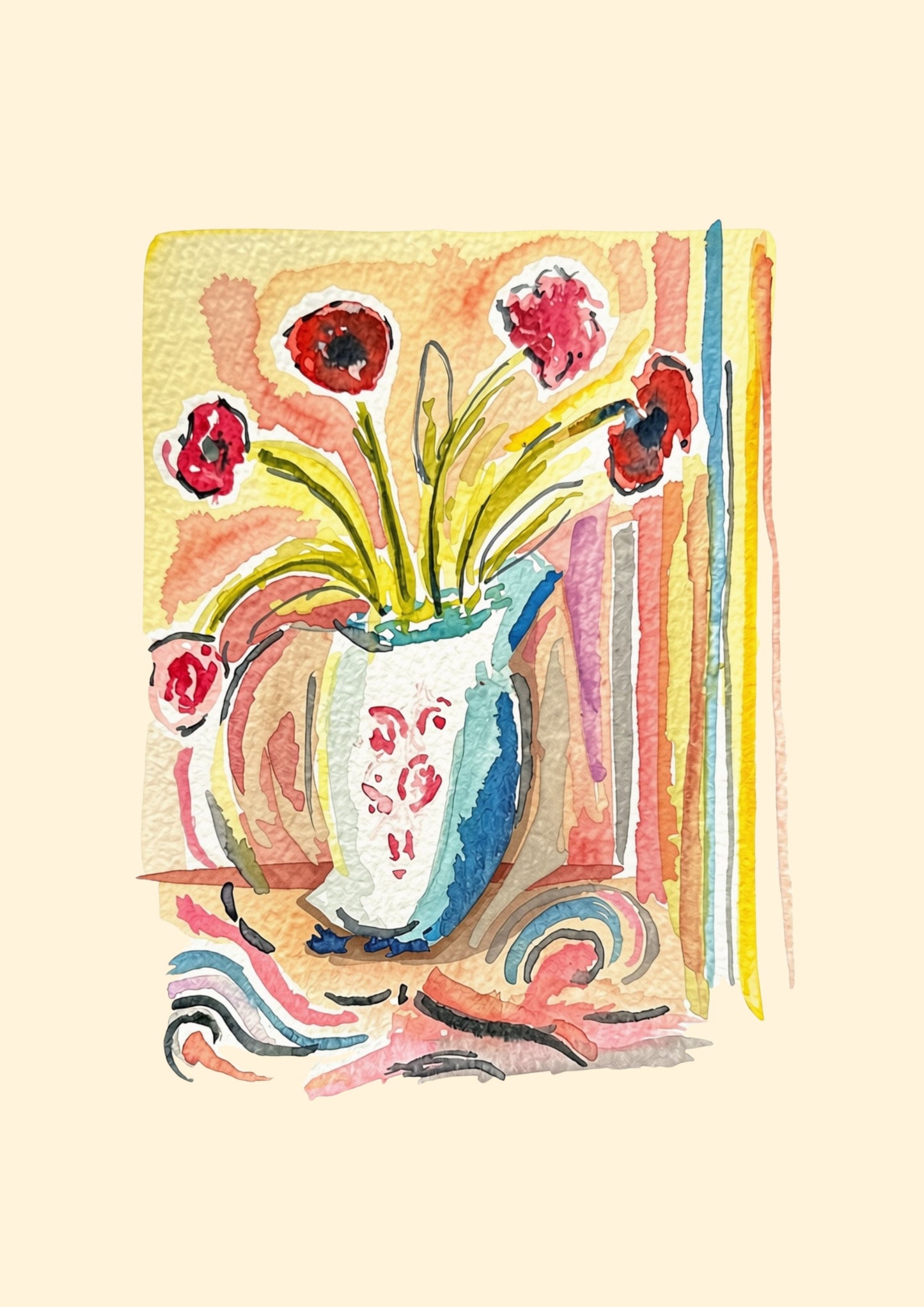 'Bloomsbury Jug of Flowers' Print