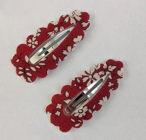 Liberty Fabric Hair Clips - Red Capel