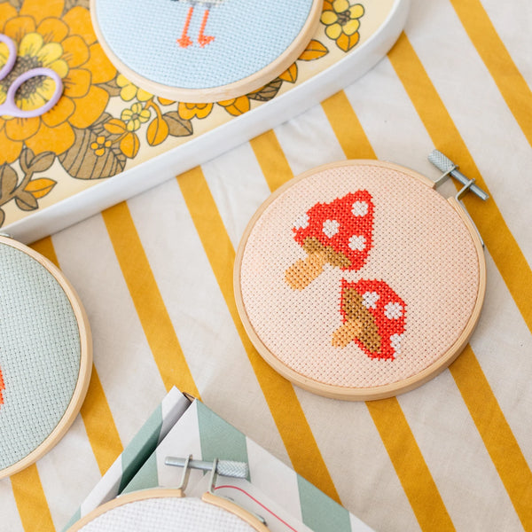 Toadstool Cross Stitch Set - Red