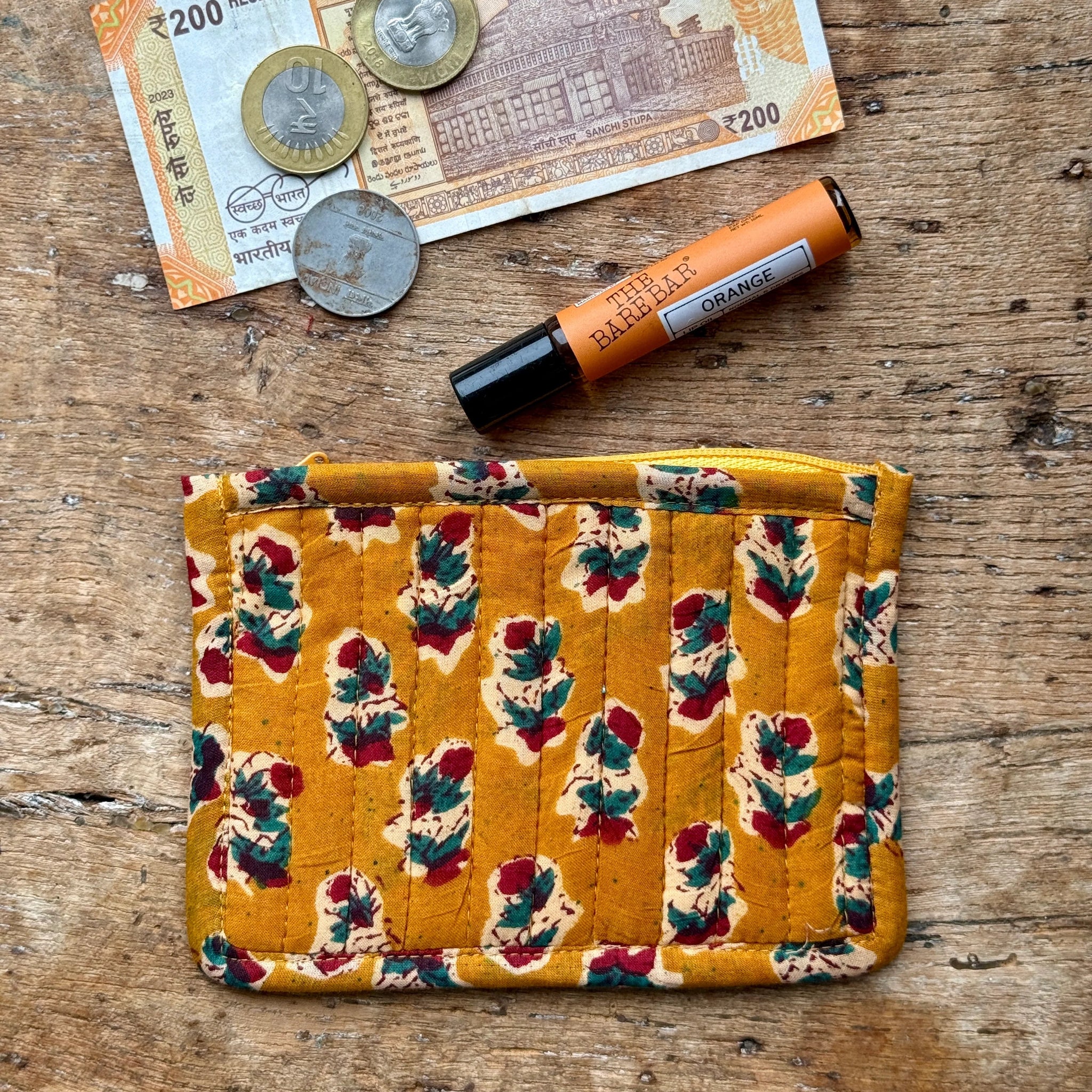 Saffron & Rose Block Print Coin Purse