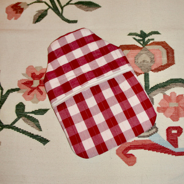 Patchwork Hot Water Bottle Cover - Gingham Triangles