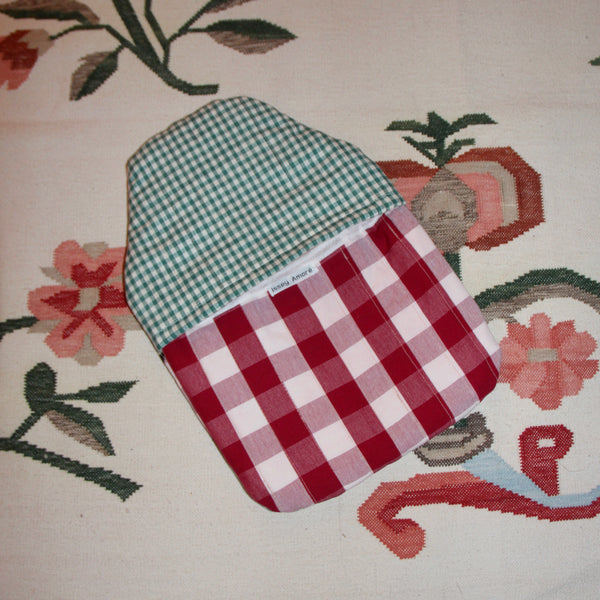 Patchwork Hot Water Bottle Cover - Gingham Green Check