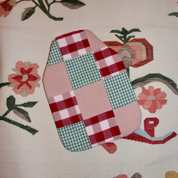 Patchwork Hot Water Bottle Cover - Gingham Check