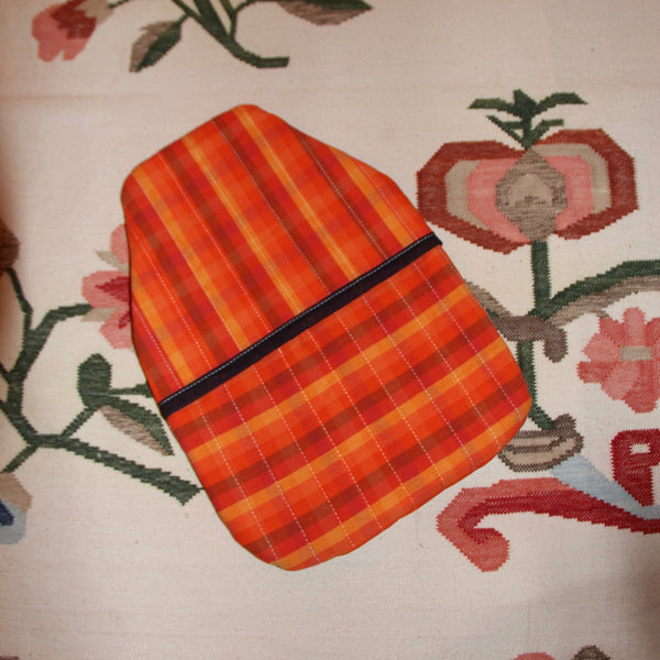 Patchwork Hot Water Bottle Cover - Blue & Orange Triangles