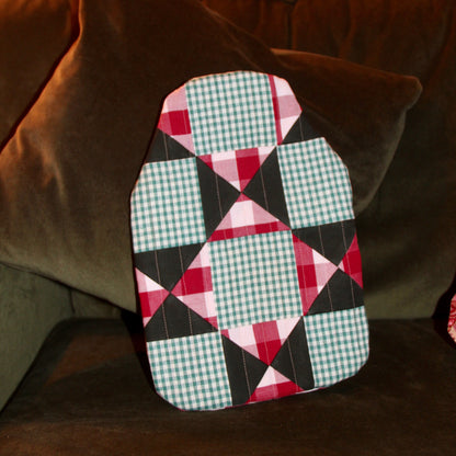 Patchwork Hot Water Bottle Cover - Gingham Green Check