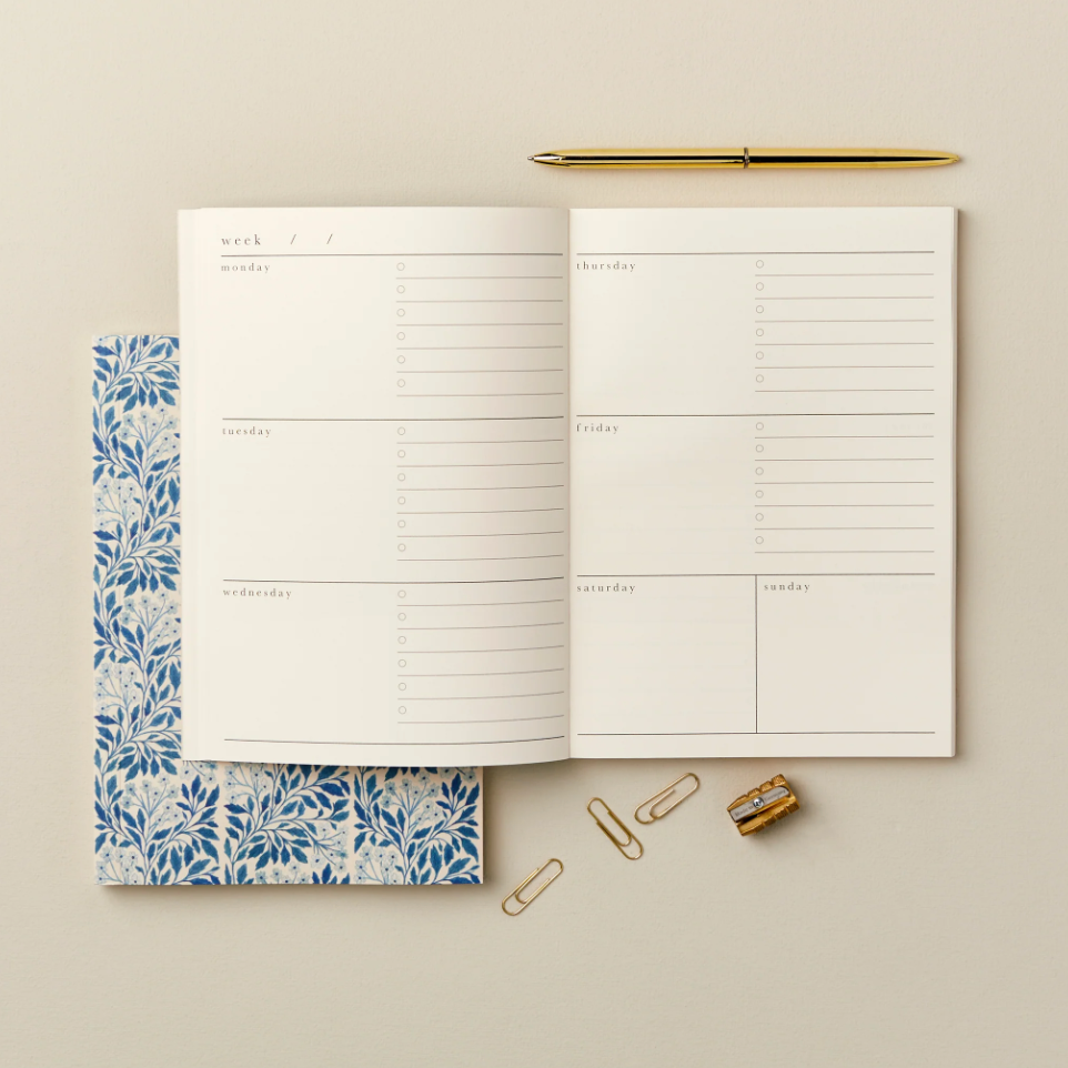 Blue Flora Weekly Planner