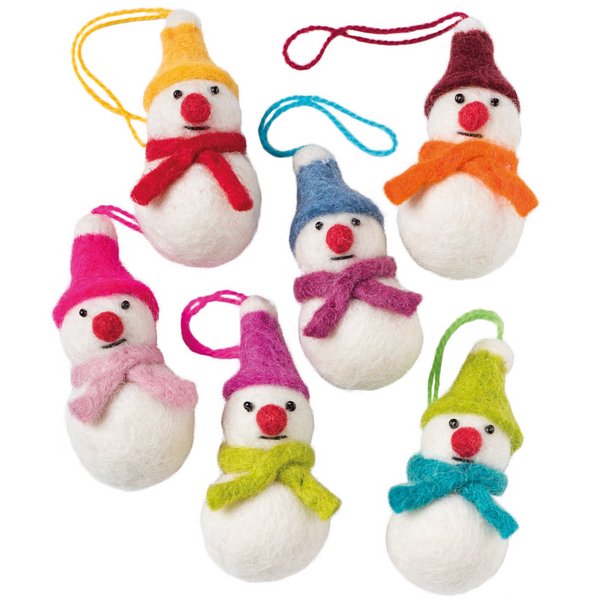 Set of 6 Hanging Felt Snowmen