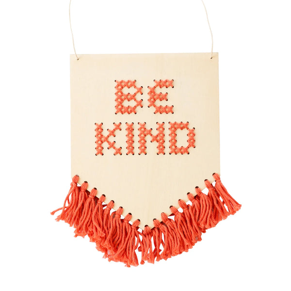Be Kind Tassled Embroidered Board Kit - Coral
