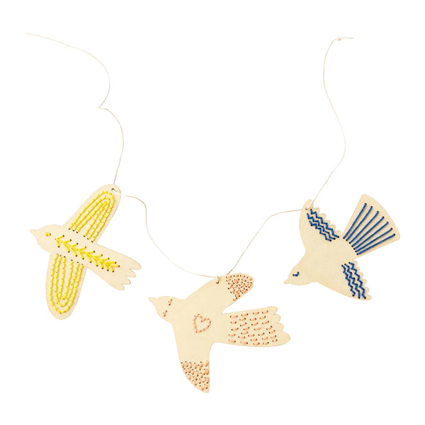 Wooden Bird Garland Embroidery Kit