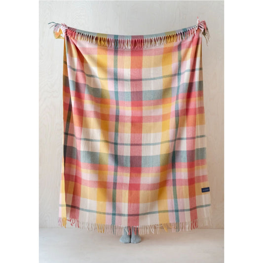 Recycled Wool Blanket in Wildflower Patchwork Check