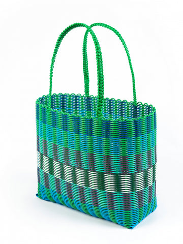 Large Woven Basket - Green Multi