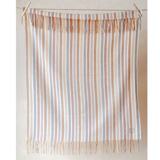 Super Soft Lambswool Baby Blanket in Neutral Stripe