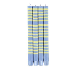 Eco Striped Candle - Saxe Blue and Primrose