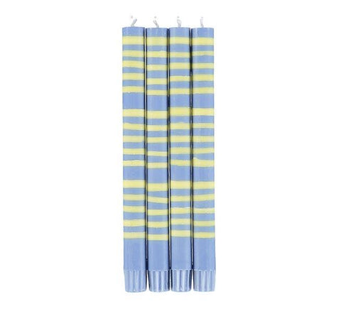 Eco Striped Candle - Saxe Blue and Primrose