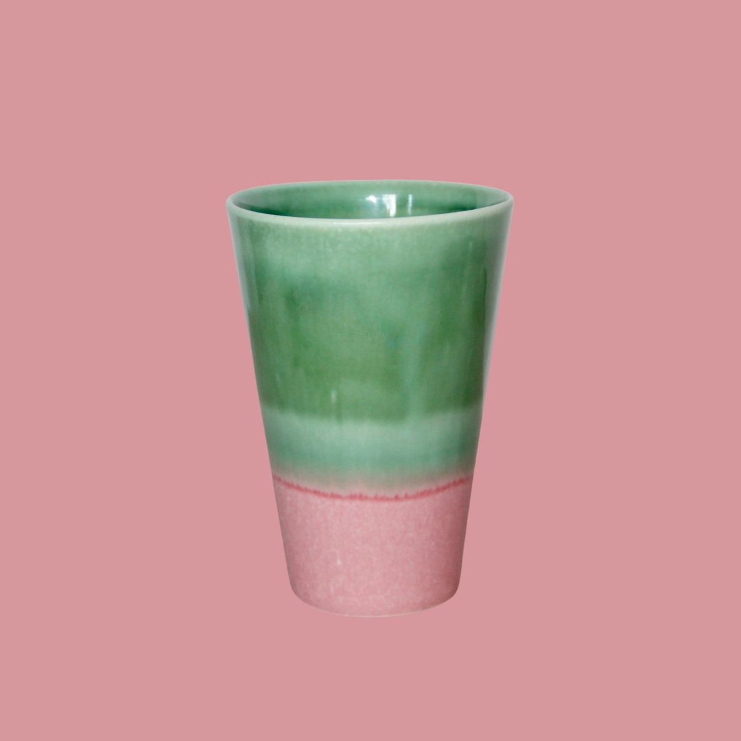 Vase / Tumbler - Moss Green and Rose Pink Ombre