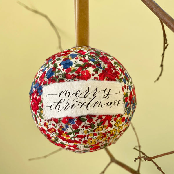 Liberty print fabric covered bauble - Emma and Georgina