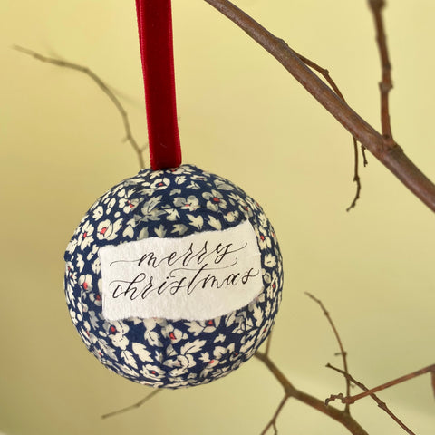 Liberty print fabric covered bauble - Feather Fields