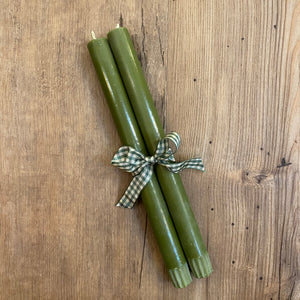 Pair of Olive Green Dinner Candles