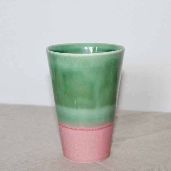 Vase / Tumbler - Moss Green and Rose Pink Ombre
