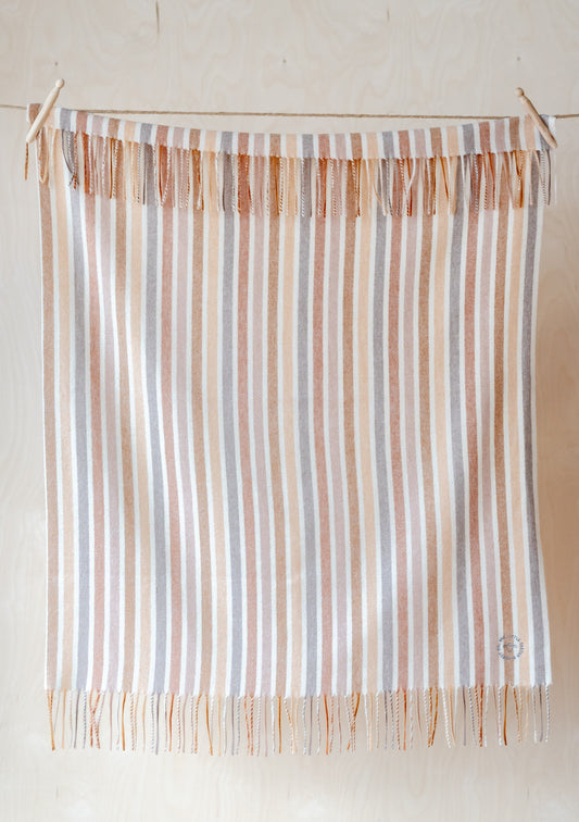 Super Soft Lambswool Baby Blanket in Neutral Stripe