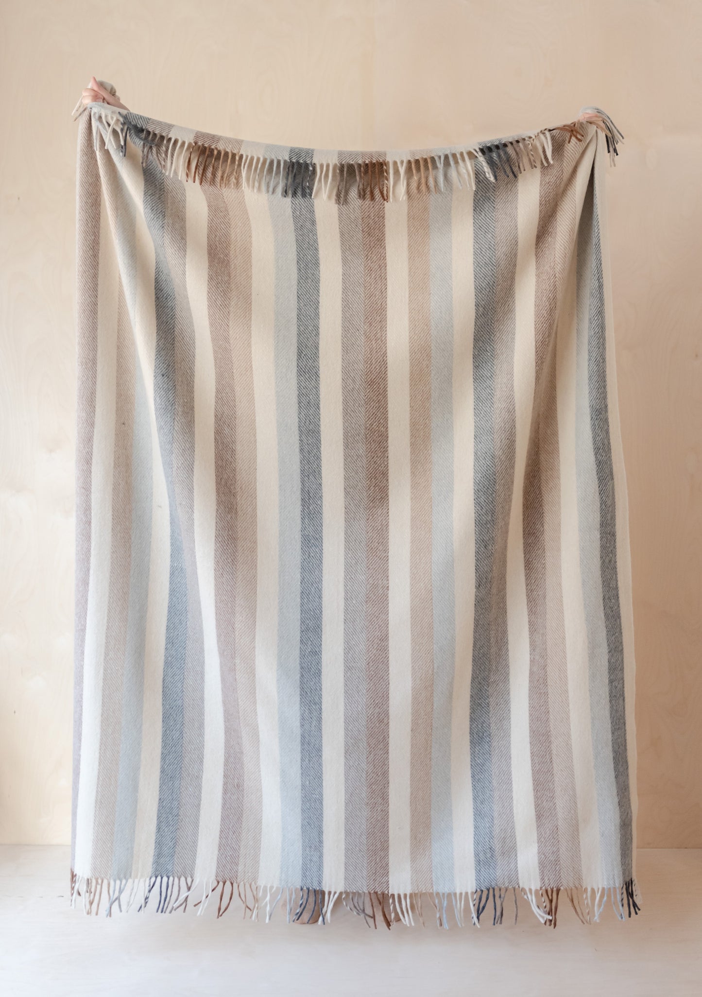 Recycled Wool Blanket in Neutral Stripe