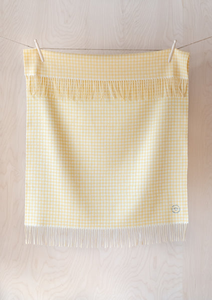 Super Soft Lambswool Baby Blanket in Yellow Nursery Gingham