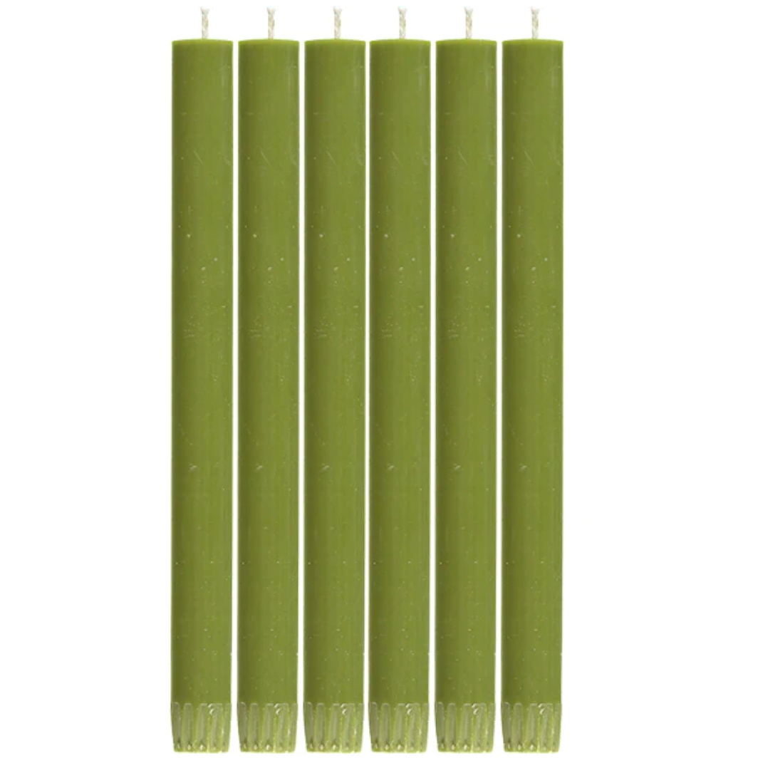 Set of Six Olive Green Candles