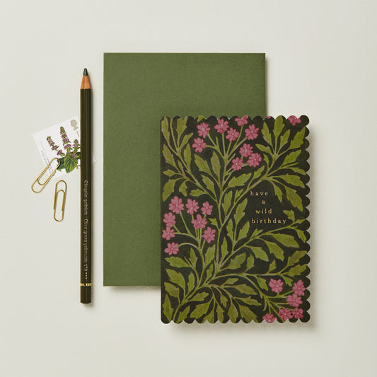 Green Flora Wild Birthday Card