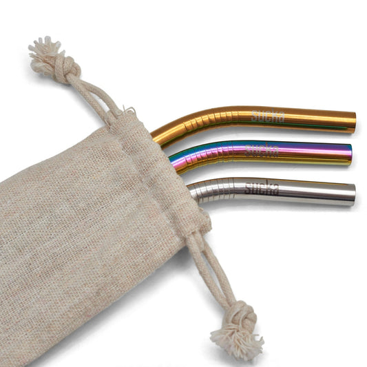 Set of Three Metallic Straws