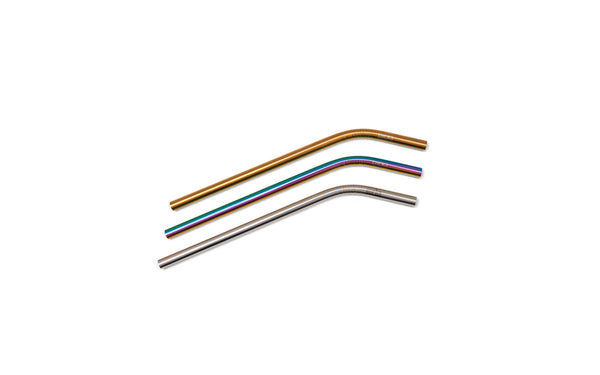 Set of Three Metallic Straws